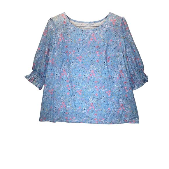 SHEIN Curve Plus Size 1X Floral Ruffle Sleeve Boho Blouse Top  Trending - Picture 1 of 5